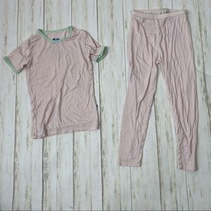 KicKee Pants Kids Light Pink & Green Pajama Set